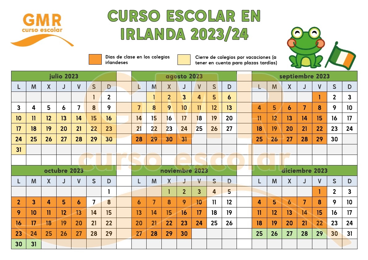 calendario escolar en Irlanda 2023