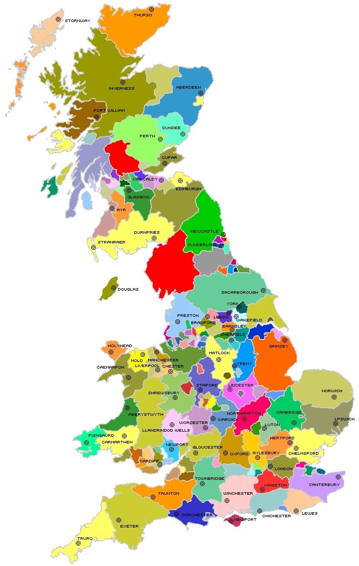 Mapa de ciudades principales de Reino Unido | GMR - Grupo Mundo en Red